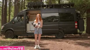 Tiny stepsister teen Scarlet Skies shows off new van on a vlog